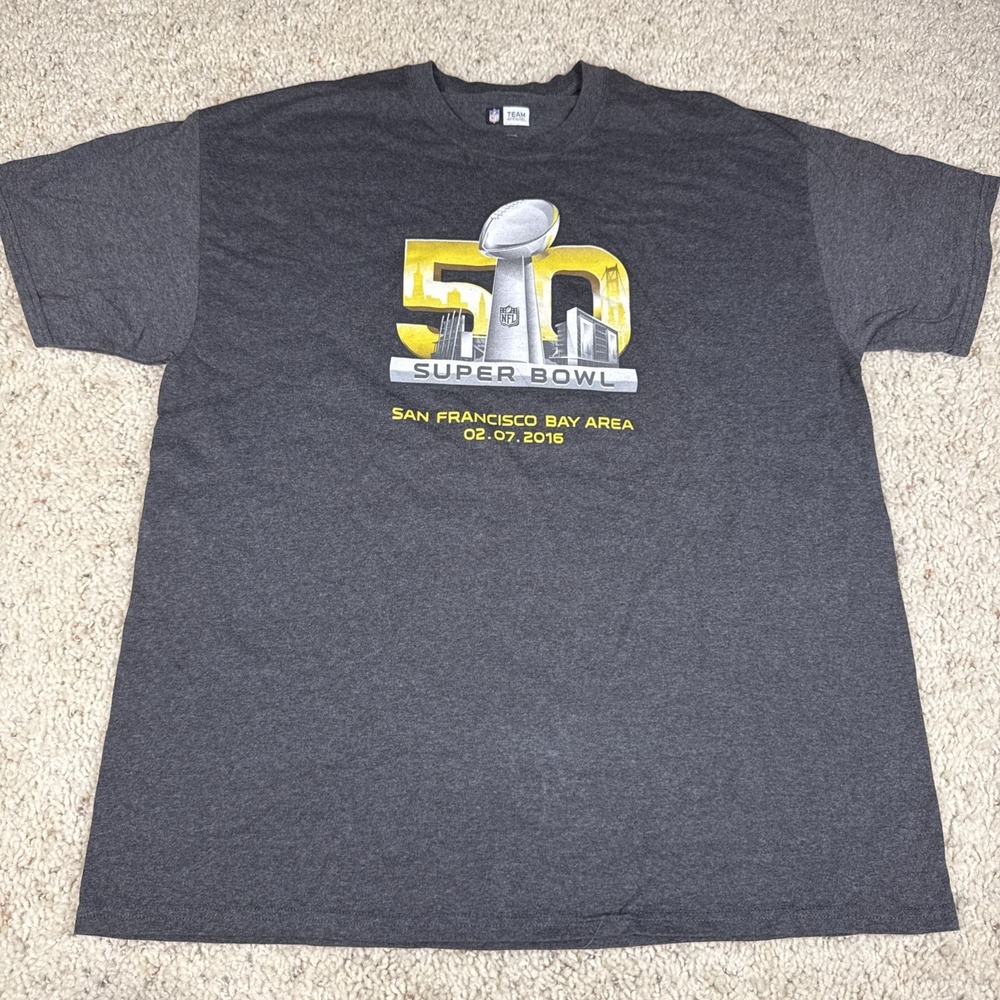 NFL Team Apparel 50th "Superbowl 2016" Gray XL T-shirt‎